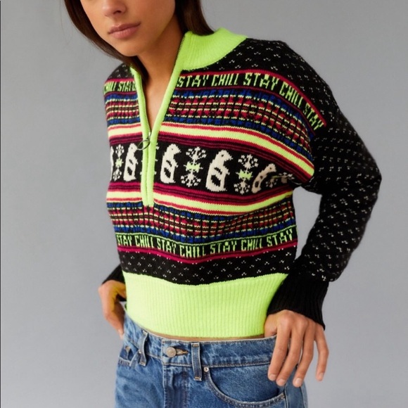 Urban Outfitters Sweater Penguin crop quarter zip - Picture 2 of 4